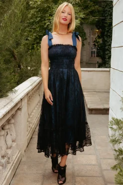 Isadora Dress in Navy & Black