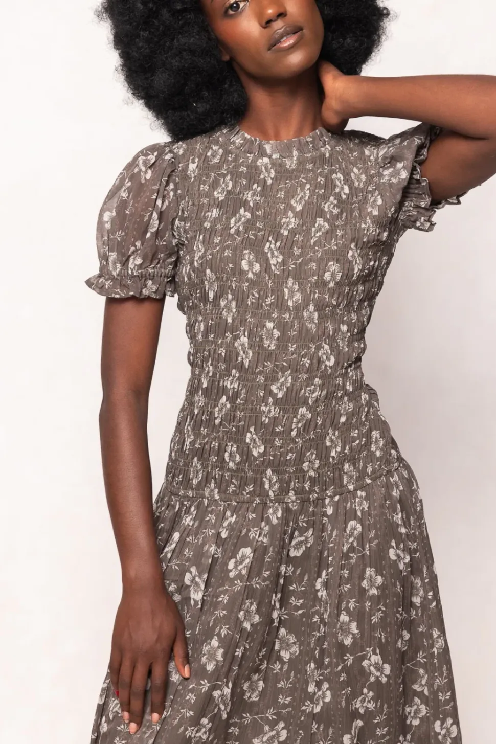 Jennifer Dress in Olive Blossom