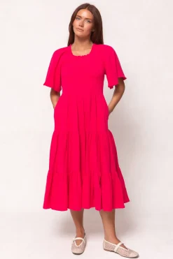Jovie Midi Dress in Hot Pink