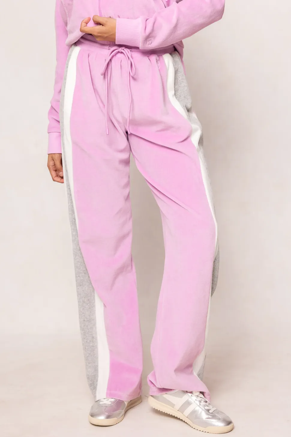 Kailey Velour Track Pants in Pink