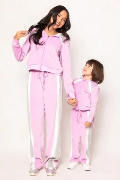 Kailey Velour Track Pants in Pink