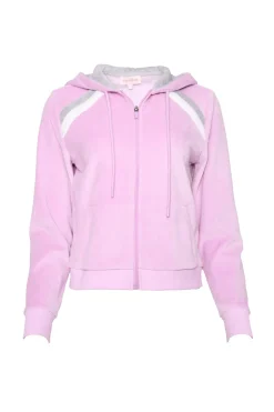 Kailey Zip Up Velour Sweatshirt in Pink
