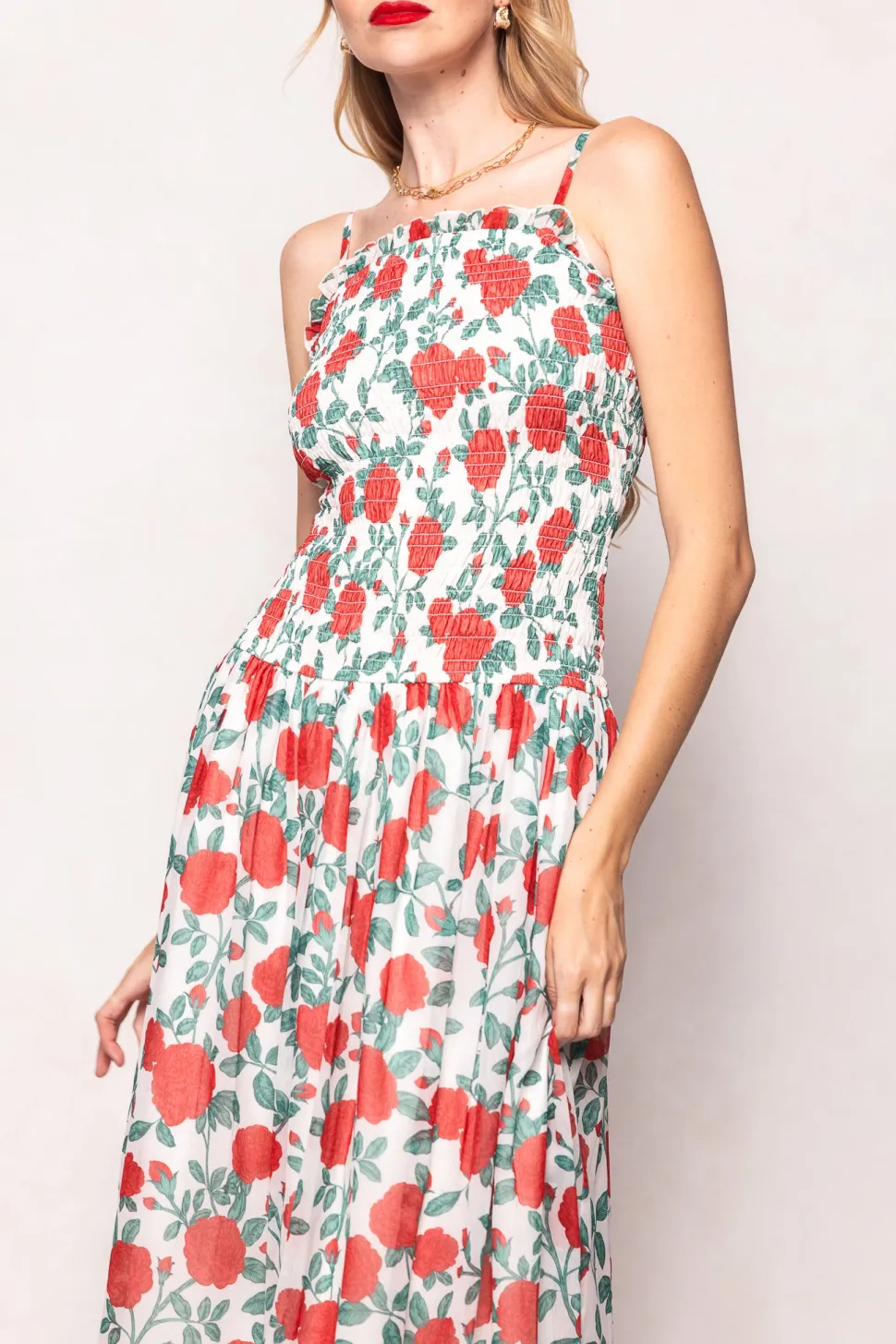 Kimberly Dress in Red Roses