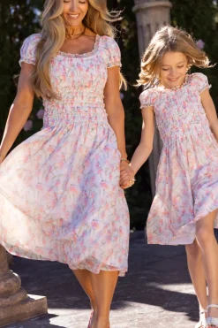 Kyla Dress in Watercolor Orchids