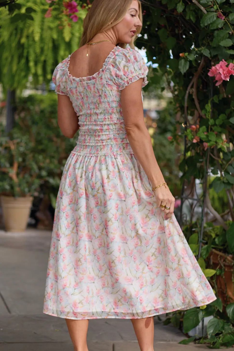 Kyla Dress in Watercolor Orchids