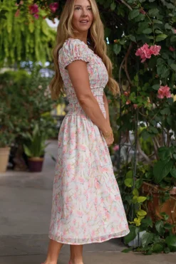 Kyla Dress in Watercolor Orchids