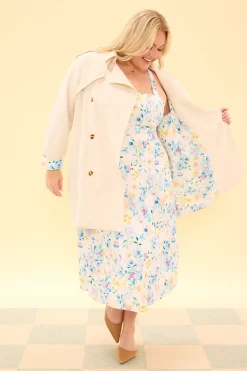 Linden Trench Coat in Blue Bouquet