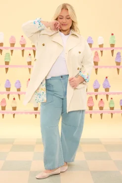 Linden Trench Coat in Blue Bouquet