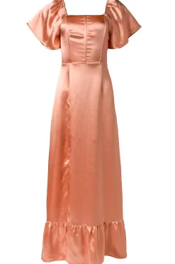 Maddie Dress in Apricot Crush Satin