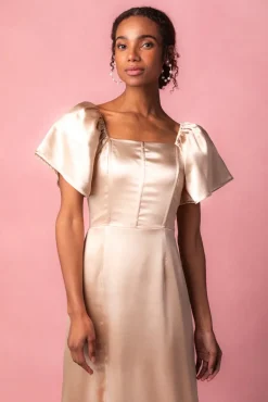 Maddie Dress in Champagne Satin