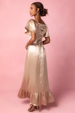 Maddie Dress in Champagne Satin