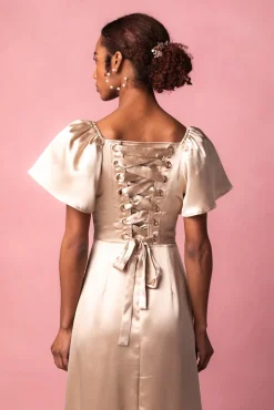 Maddie Dress in Champagne Satin