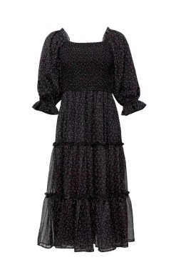 Madeline Dress in Black Ditsy Floral