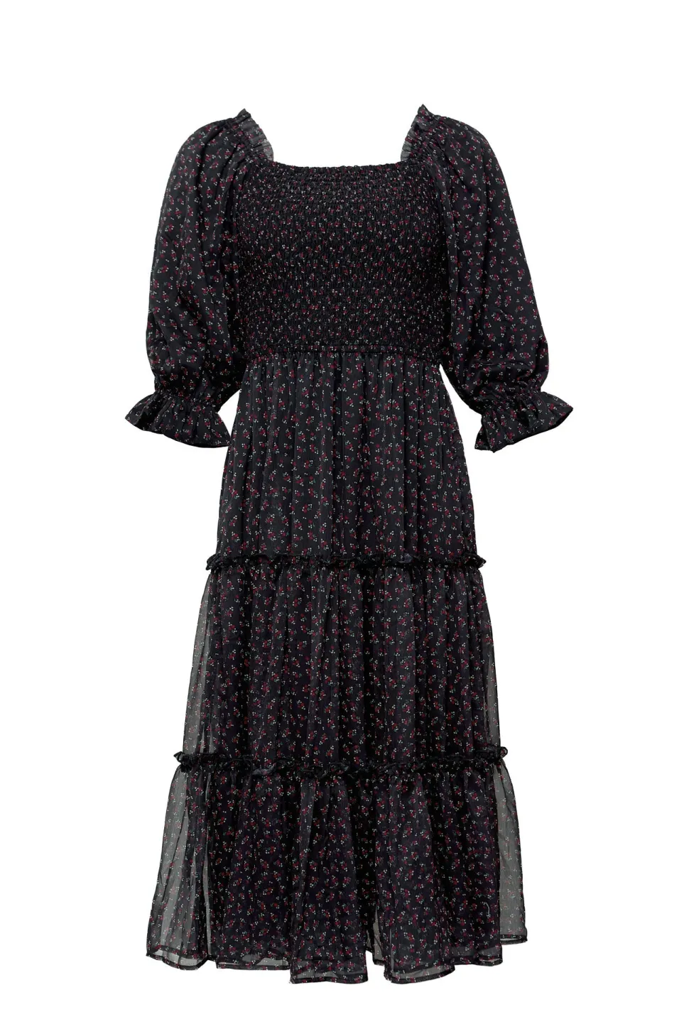 Madeline Dress in Black Ditsy Floral