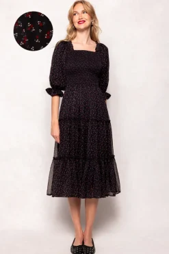 Madeline Dress in Black Ditsy Floral