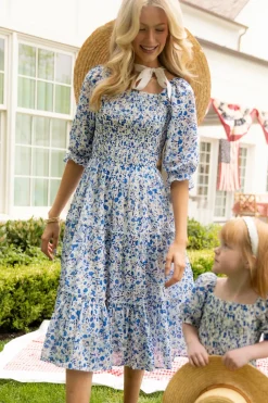 Madeline Dress in Ditsy Cobalt Floral