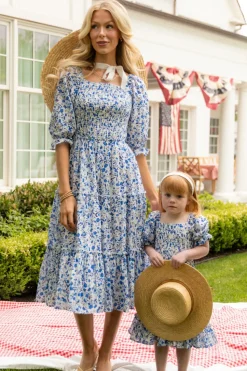 Madeline Dress in Ditsy Cobalt Floral