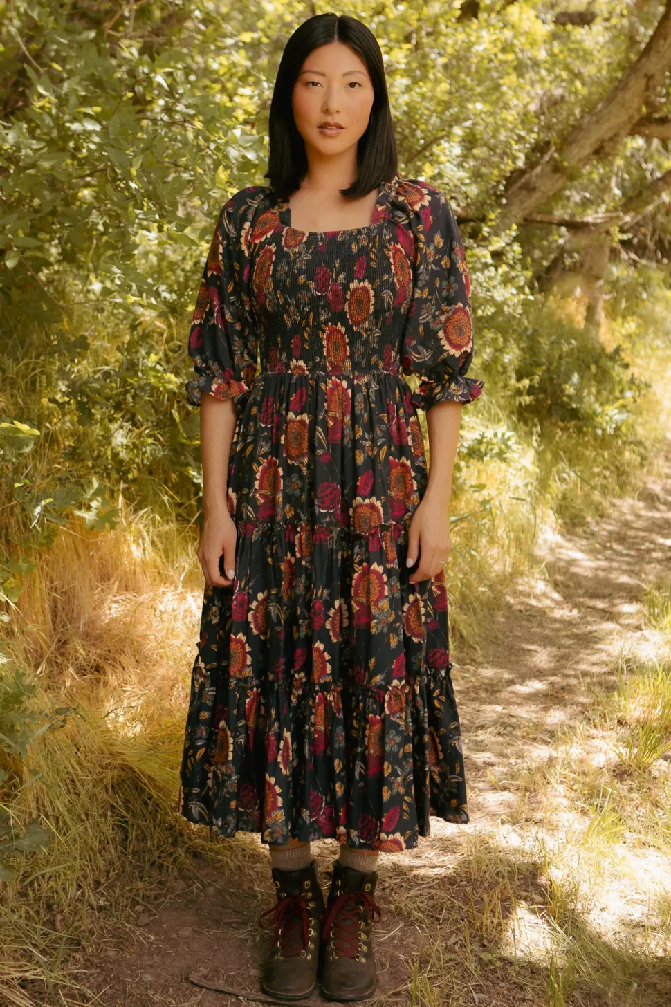 Madeline Dress in Moody Sunflower
