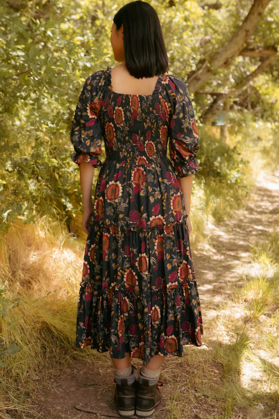 Madeline Dress in Moody Sunflower