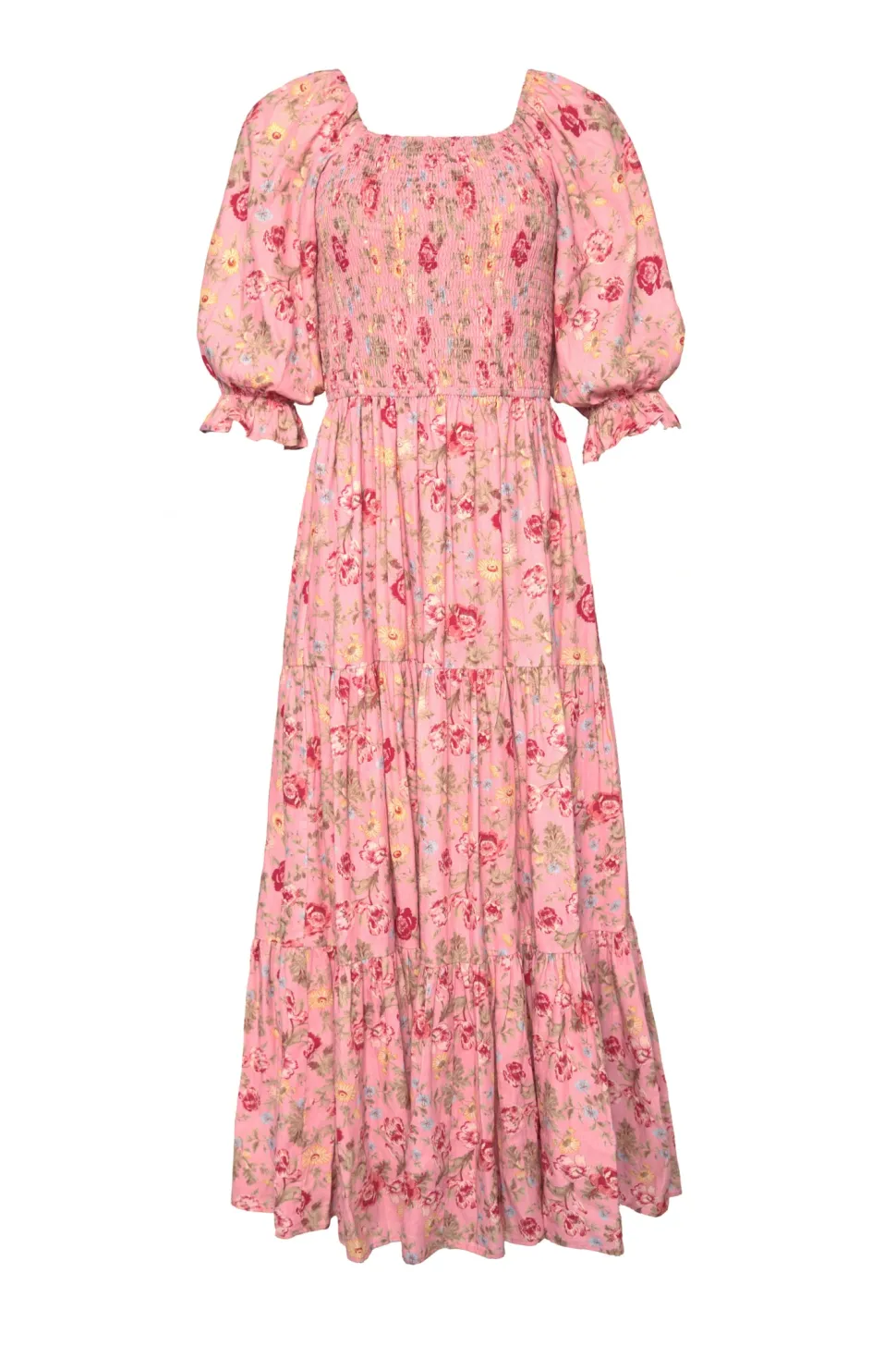 Madeline Maxi Dress in Pink Vintage Poppies