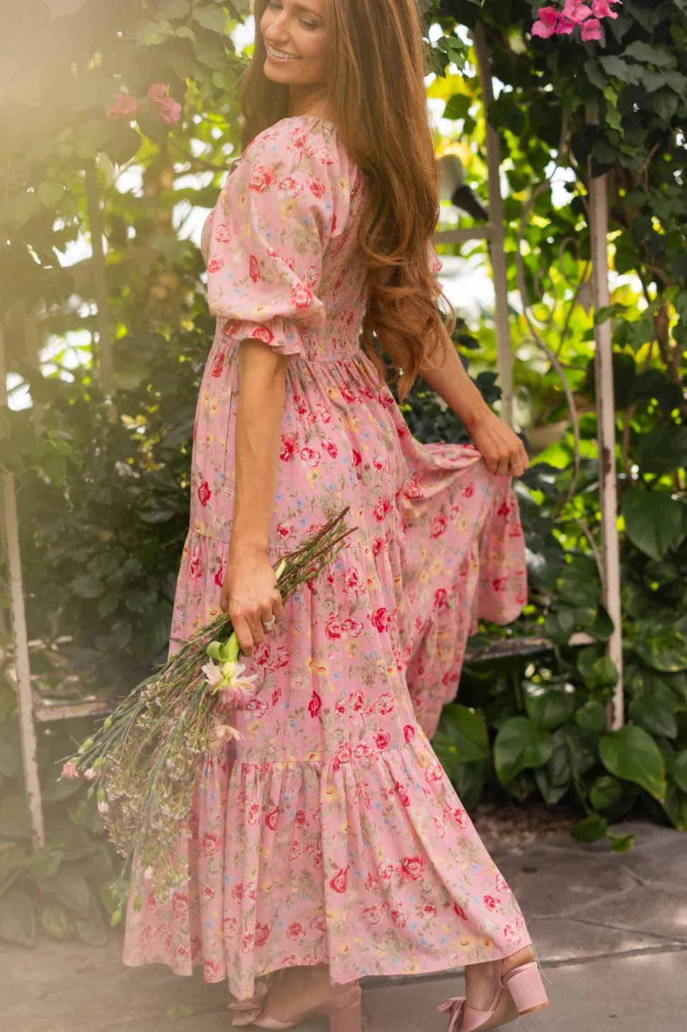 Madeline Maxi Dress in Pink Vintage Poppies