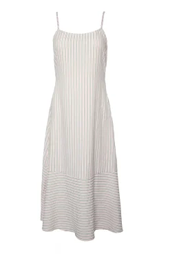 Marbella Dress in Green & Pink Pinstripe