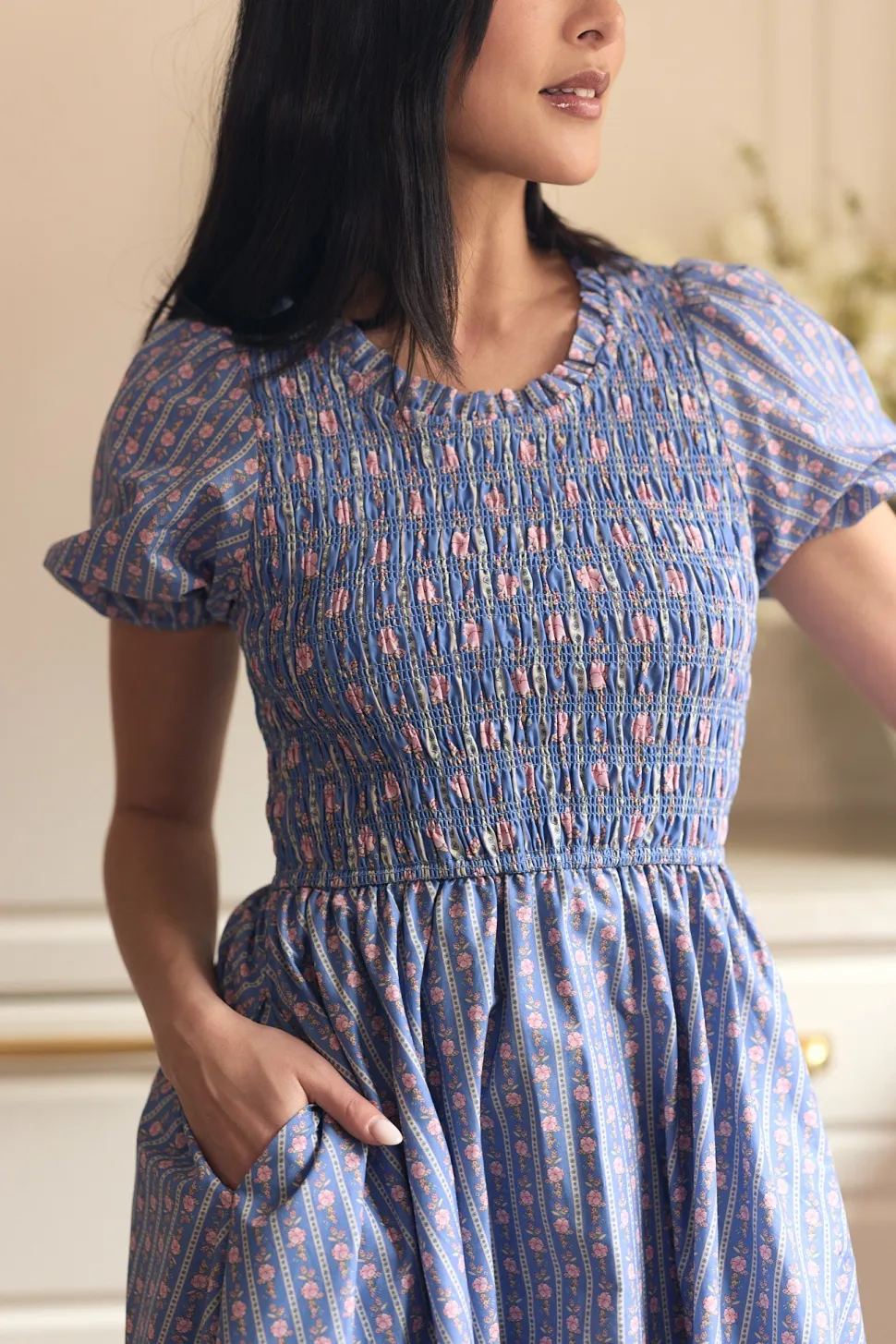 Mariah Dress in Linear Print