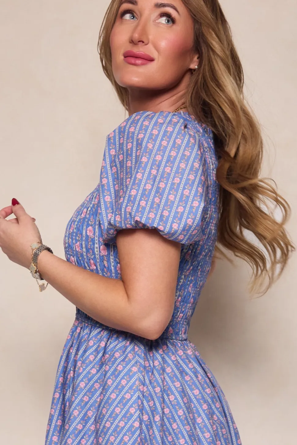 Mariah Dress in Linear Print