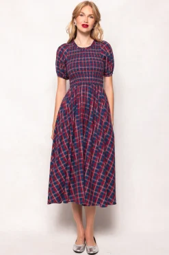 Mariah Dress in Mariner Tartan