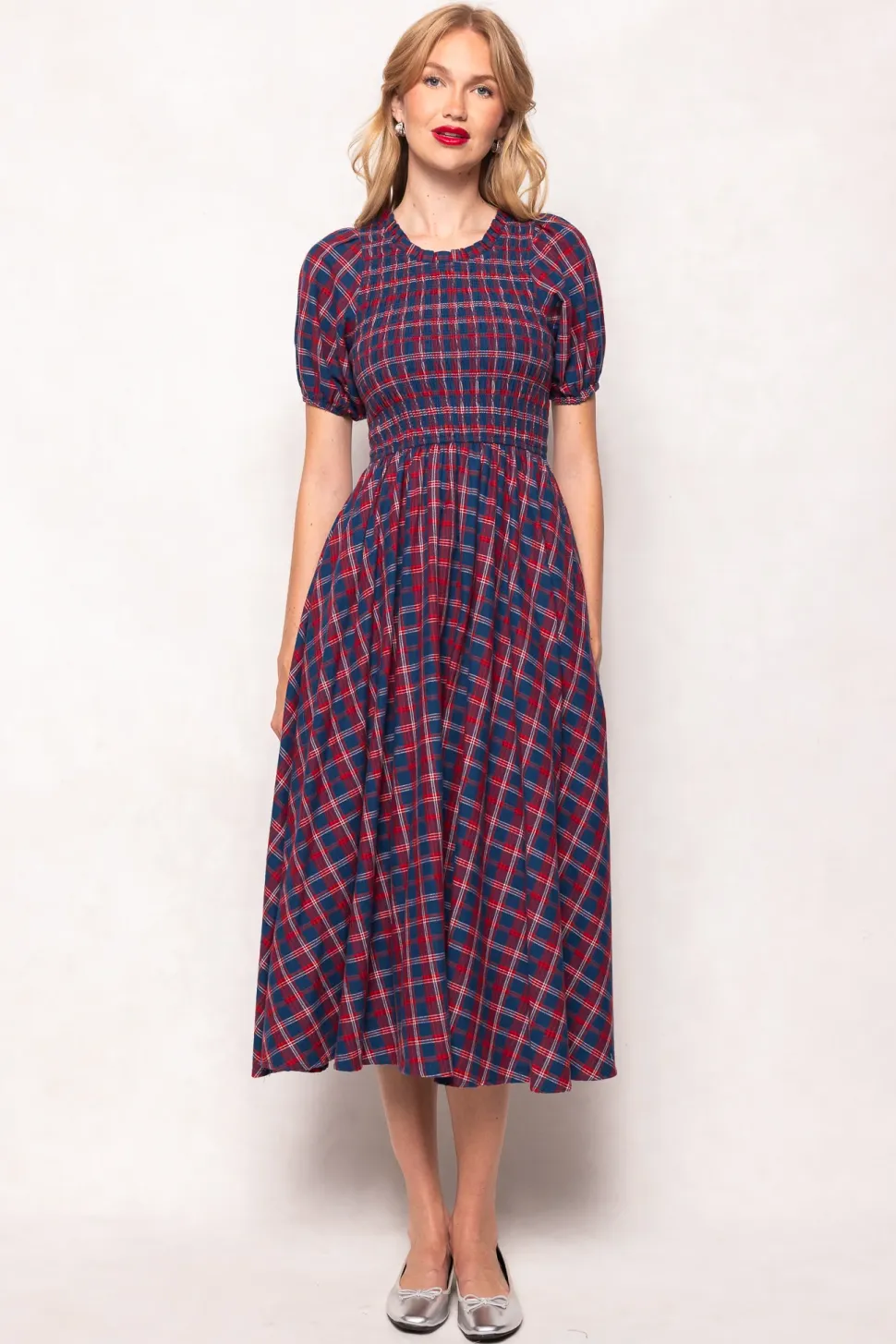 Mariah Dress in Mariner Tartan