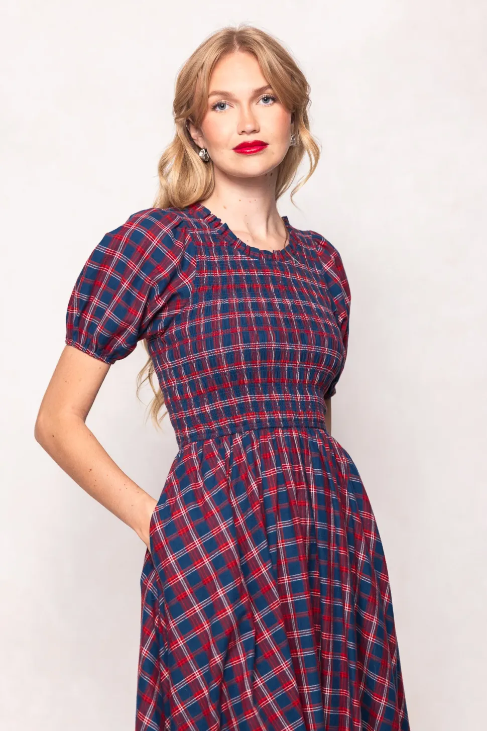 Mariah Dress in Mariner Tartan