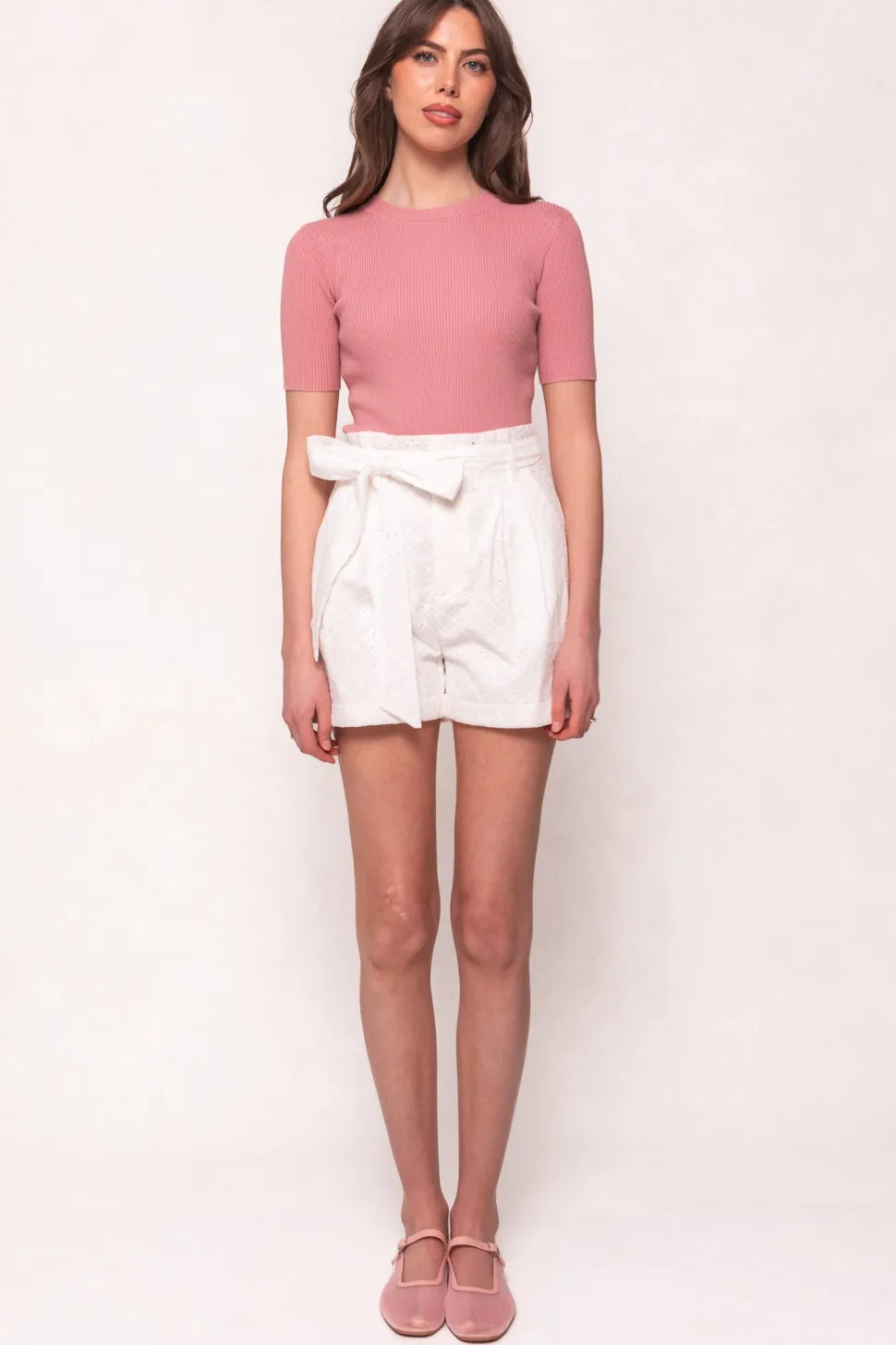 Maria Shorts in White Eyelet