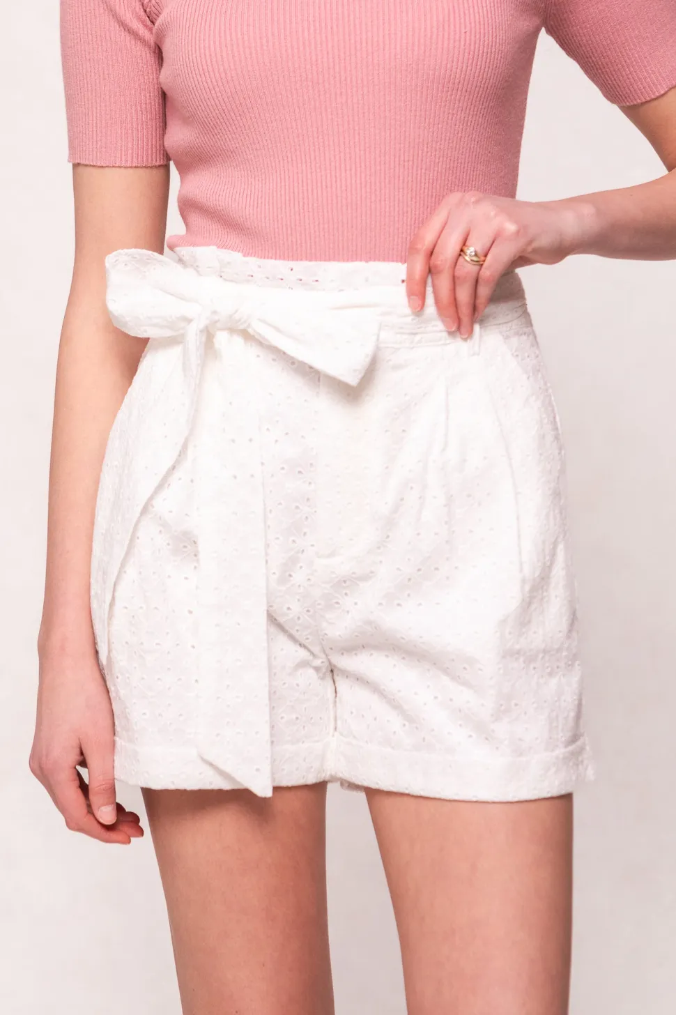 Maria Shorts in White Eyelet
