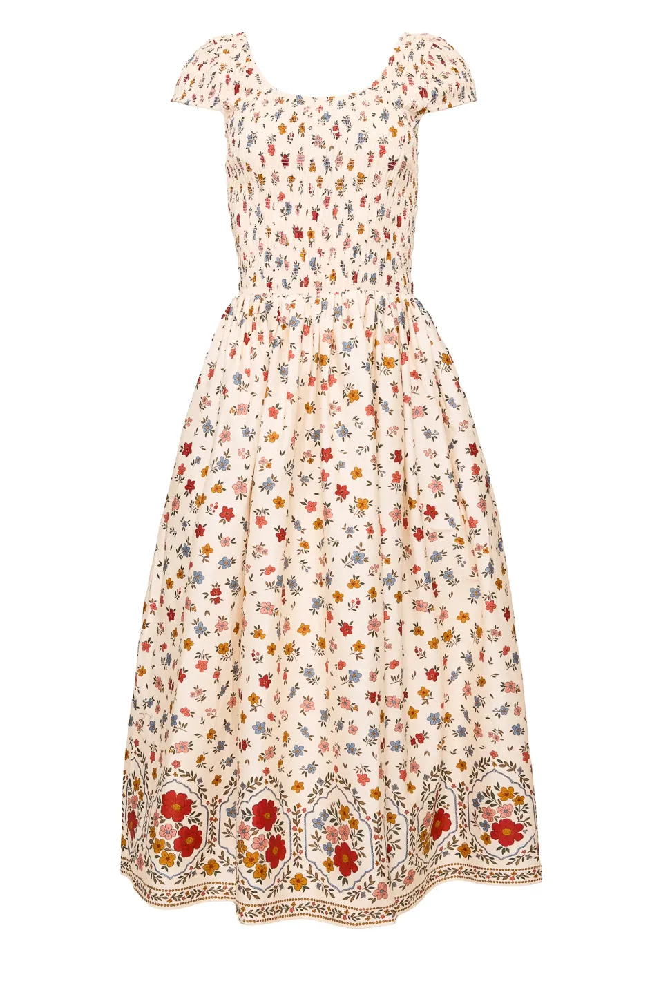 Marlow Cap Sleeve Dress in Cream Ditsy Floral
