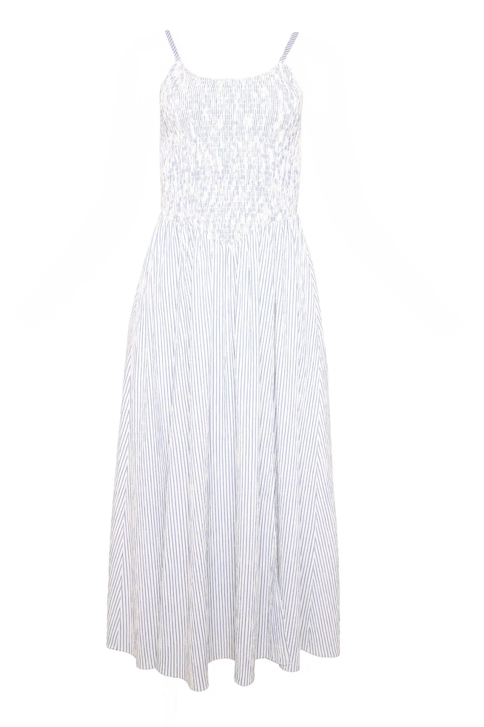Maxwell Dress in Blue & White Pinstripe