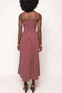 Maxwell Dress in Burgundy Pinstripe