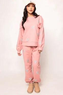 Micah Crew Neck Sweatshirt in Pink & Bows