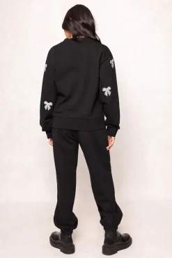 Micah Crew Neck Sweatshirt in Black & Bows