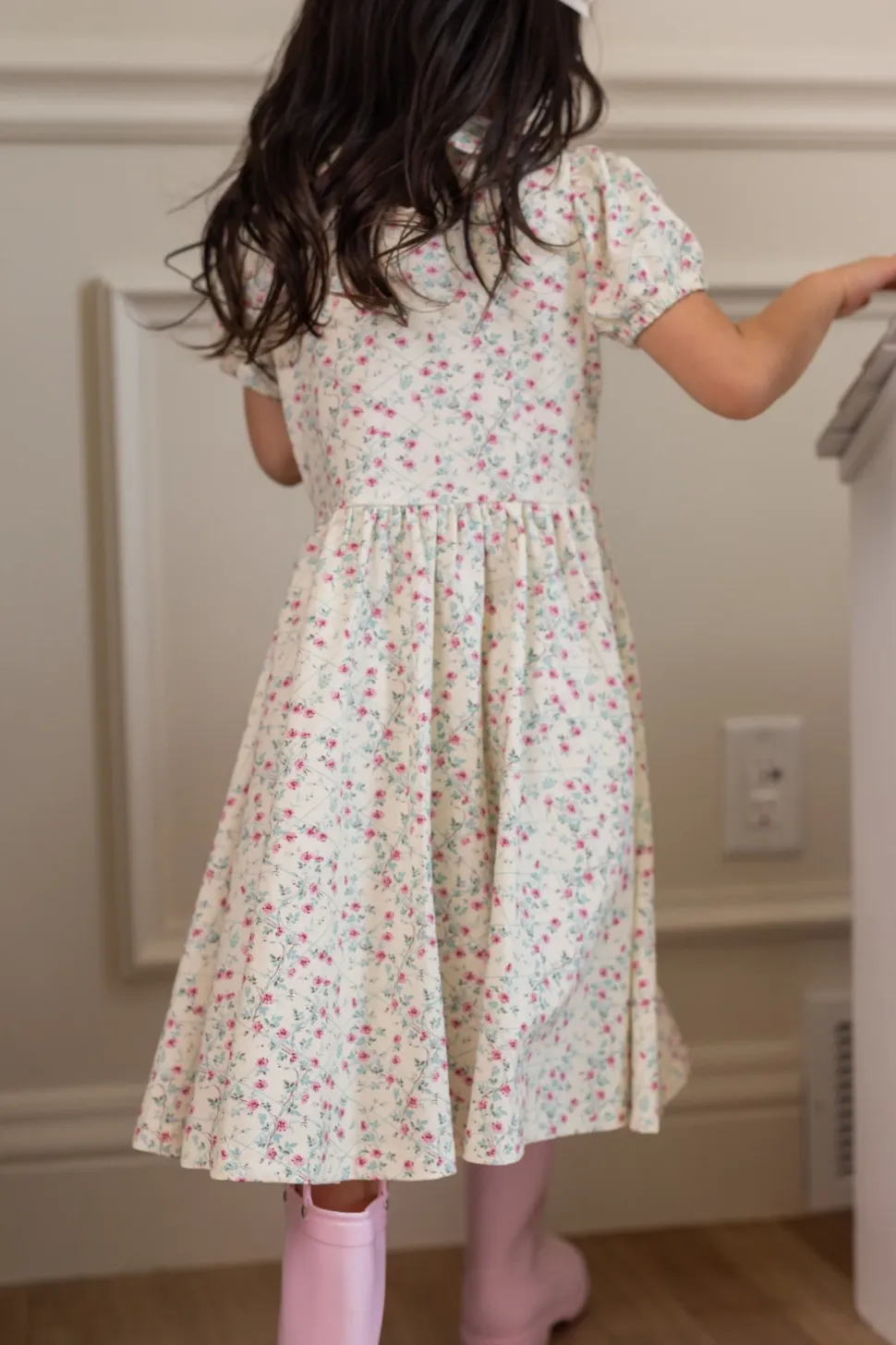 Mini Alayna Play Dress in Ivory Pansy Trellis