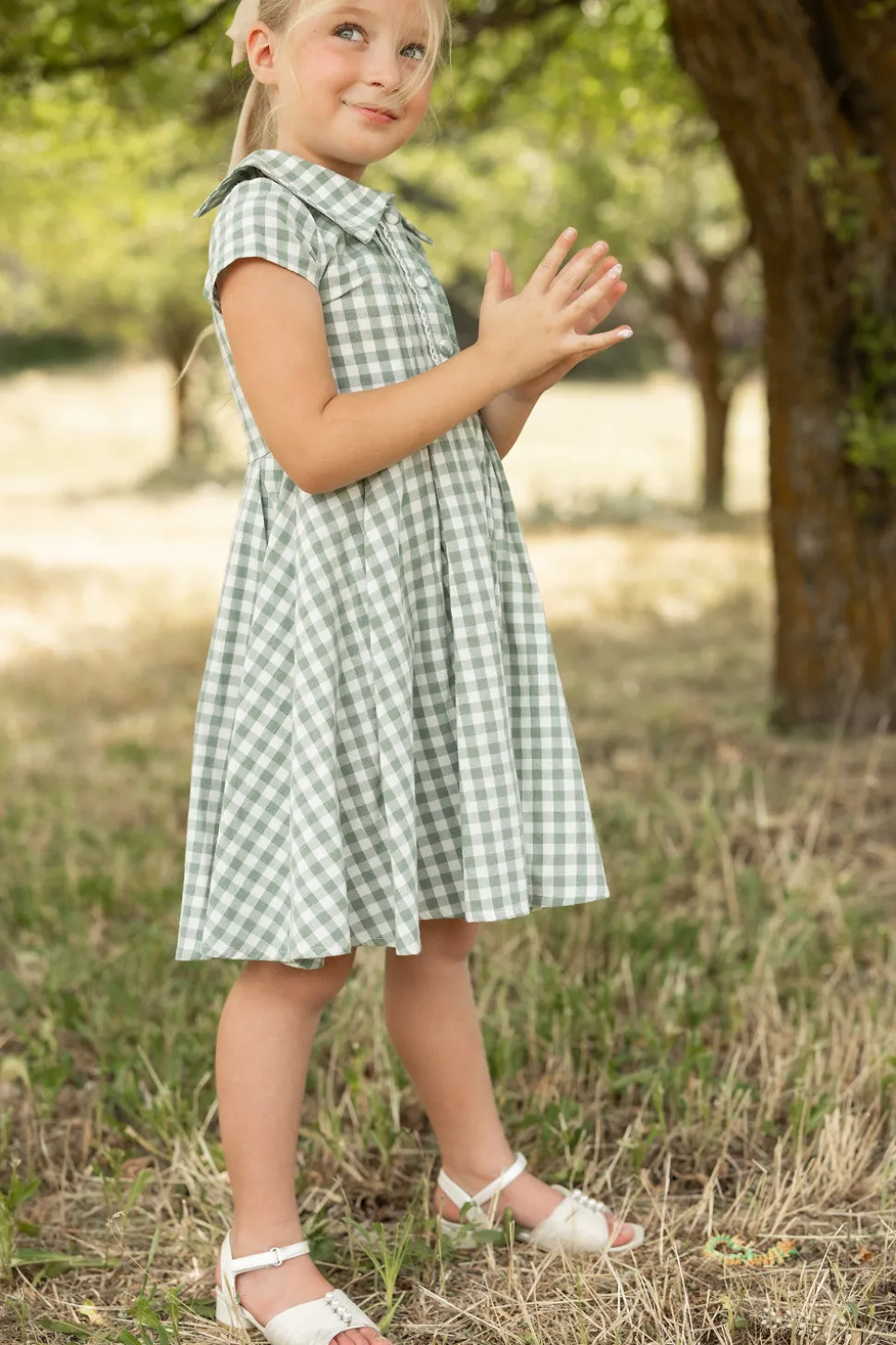 Mini Amber Dress in Sage Gingham