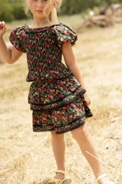 Mini Annalise Skirt in Obsidian Vintage Poppies