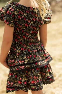 Mini Annalise Skirt in Obsidian Vintage Poppies