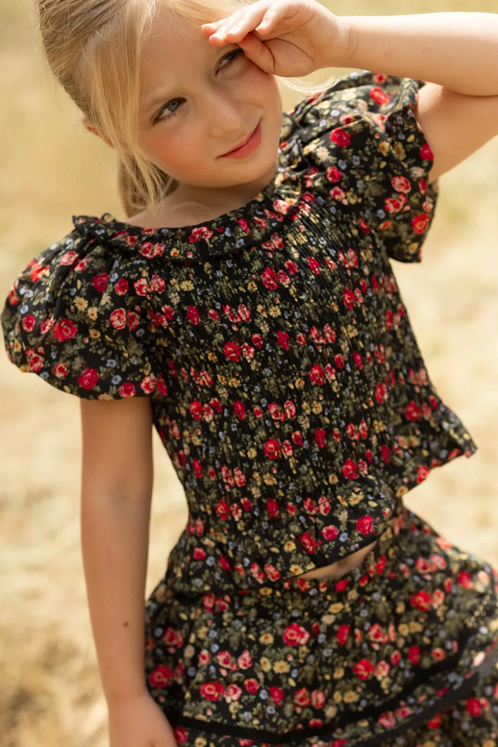 Mini Annalise Top in Obsidian Vintage Poppies