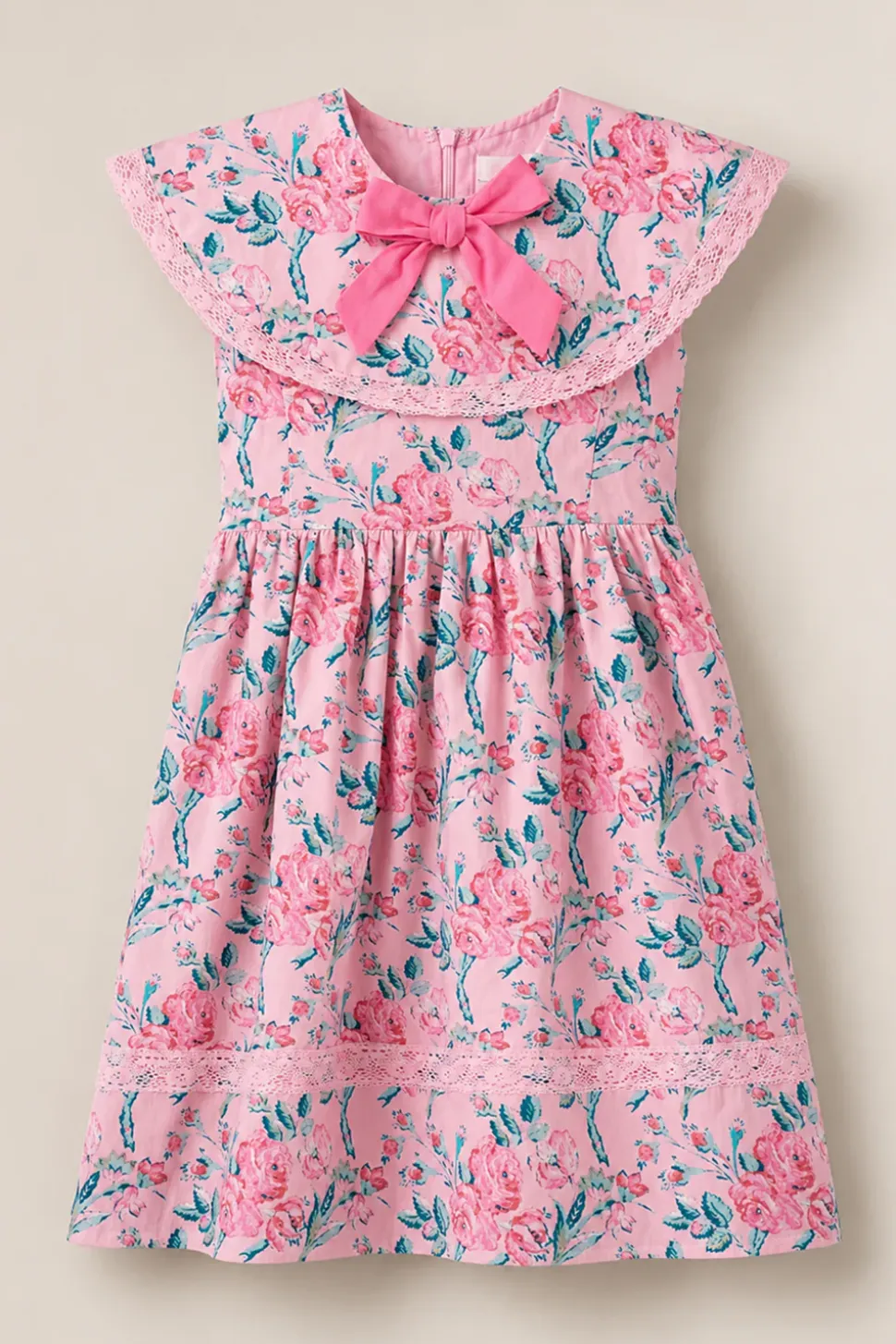 Mini Aster Dress in Pink Sketched Flower