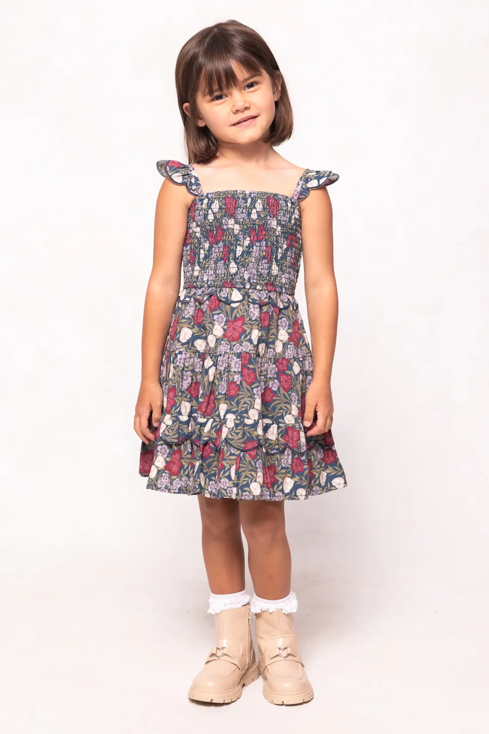 Mini Blossom Dress in Navy Meadow