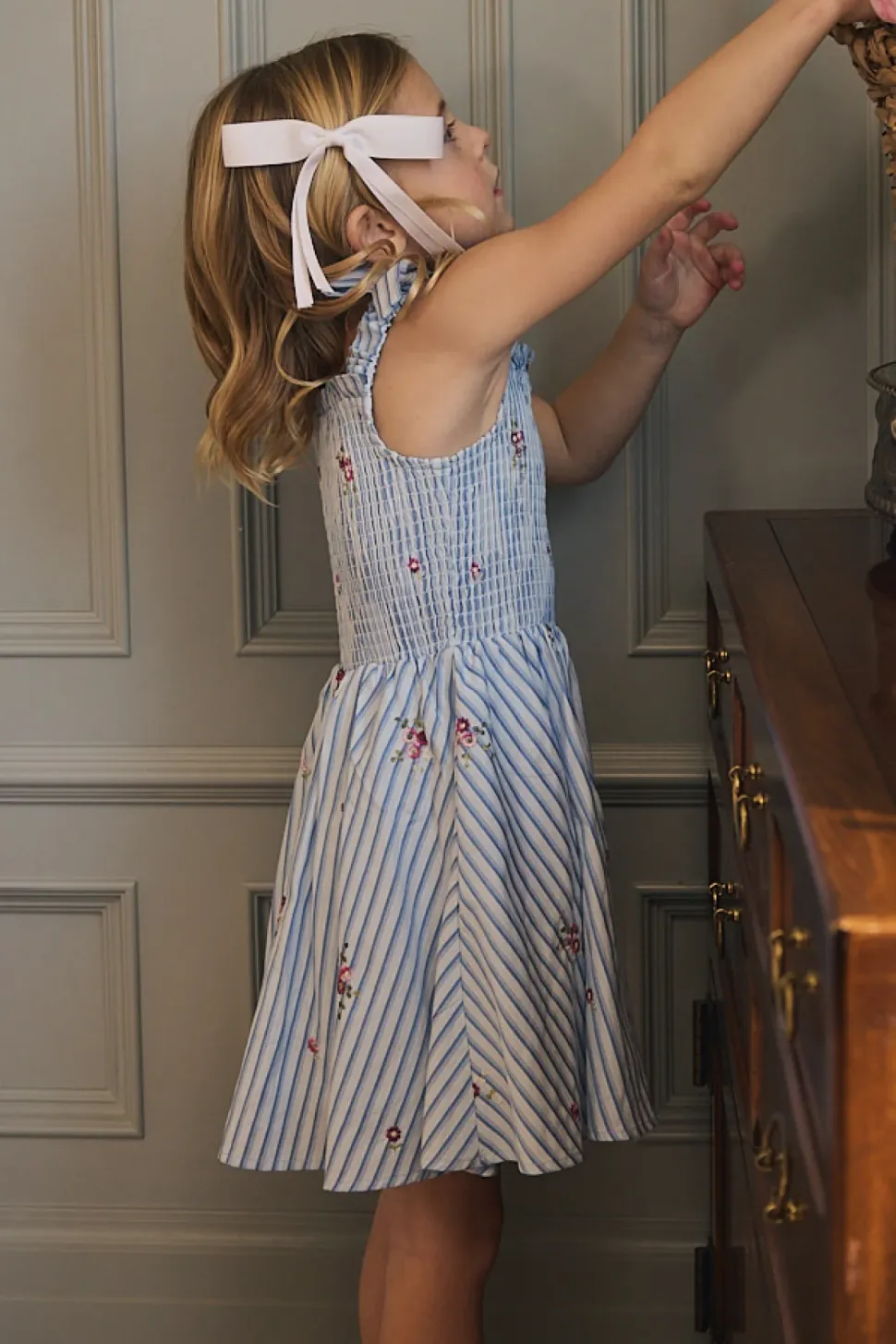 Mini Bluebell Dress in Blue & White Stripes