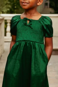 Mini Cassie Dress in Green Taffeta
