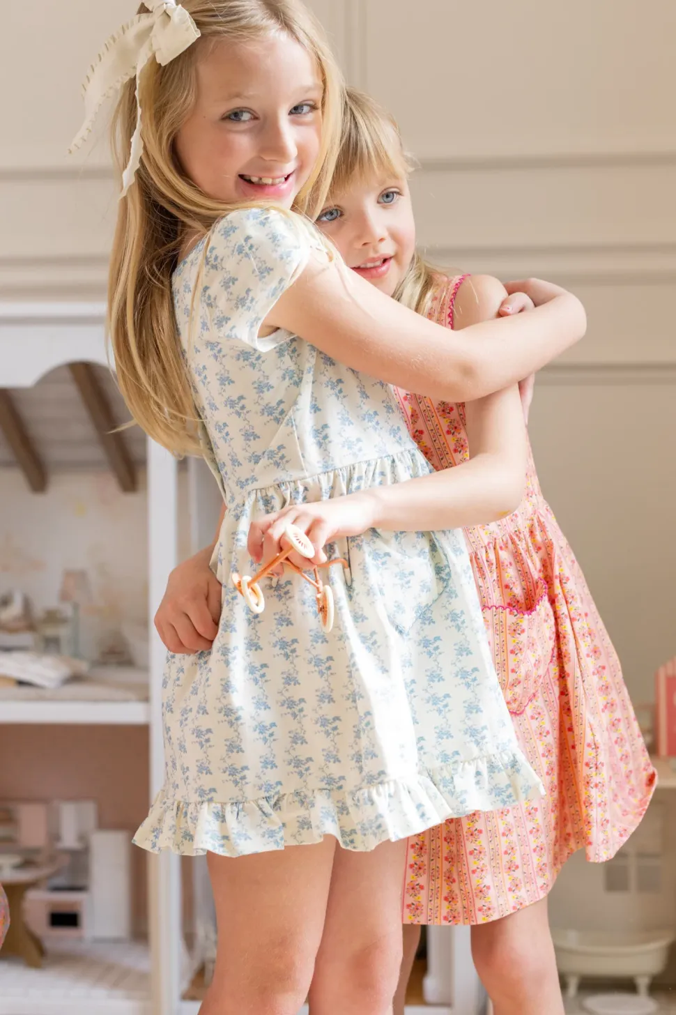 Mini Dream Play Dress in Ivory Porcelain Fleur