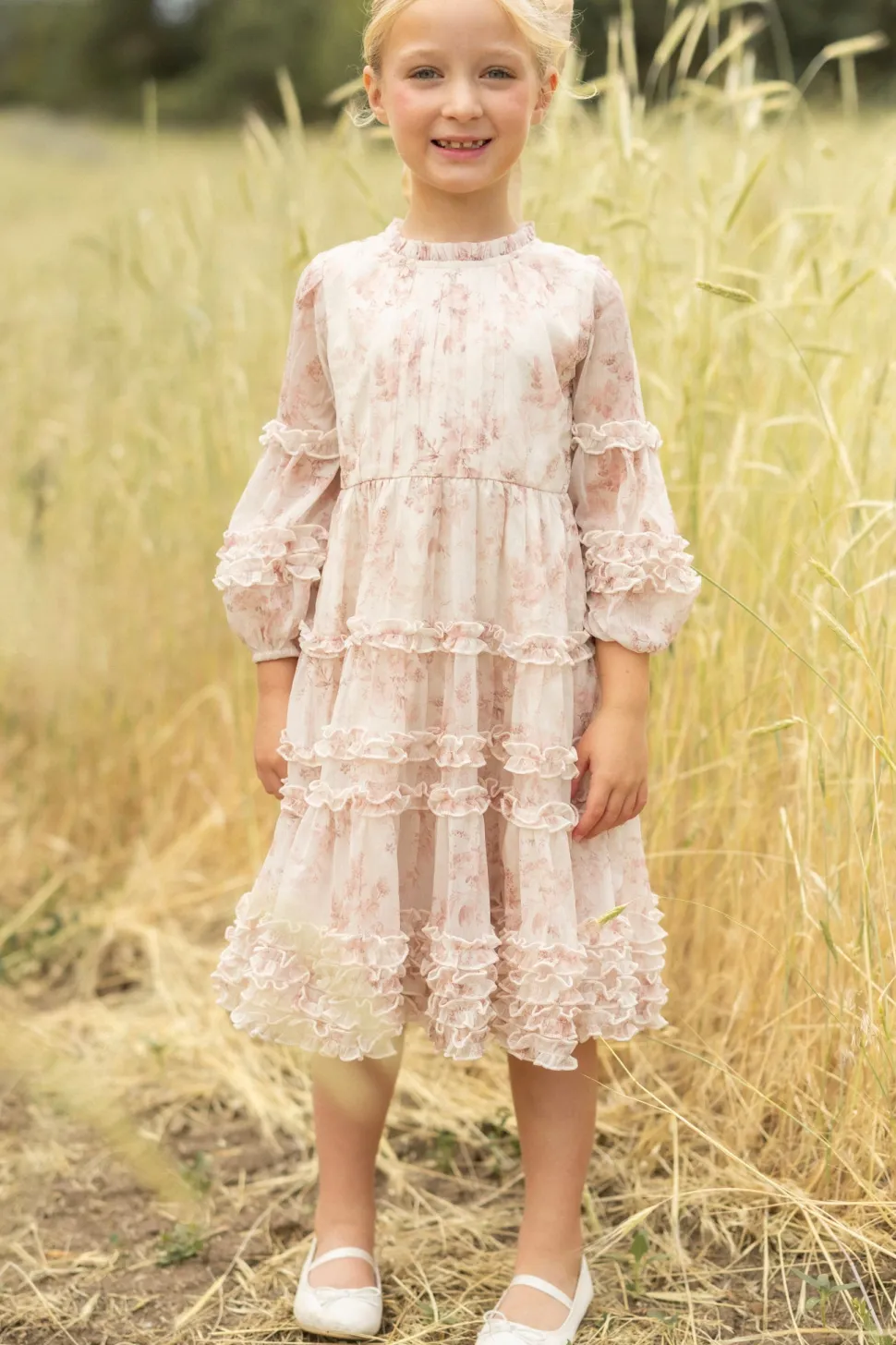 Mini Geneva Dress in Banana Creme Aquarelle Fleur