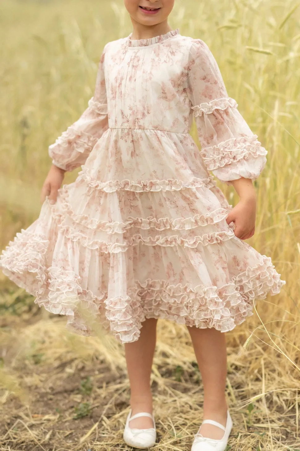 Mini Geneva Dress in Banana Creme Aquarelle Fleur